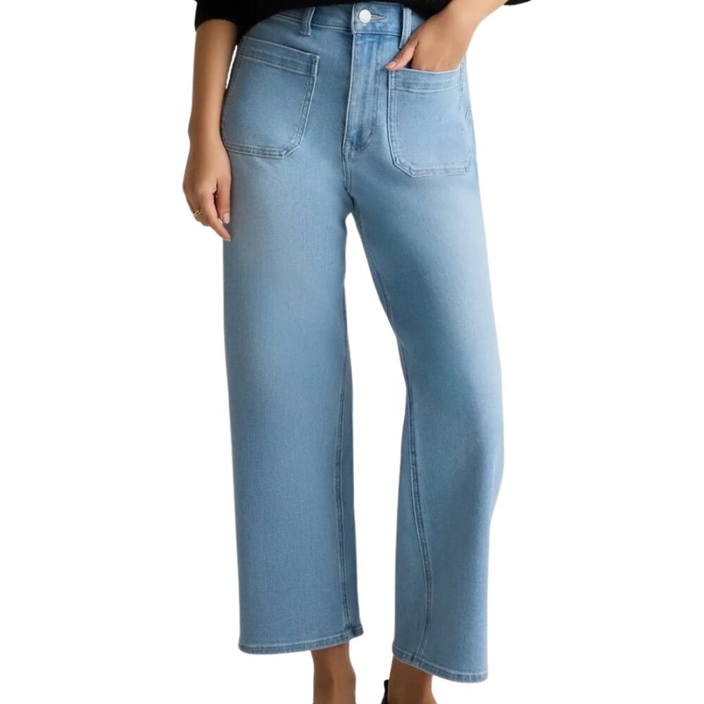 NWOT Quince Bella Stretch Patch Pocket Jeans in Frosted Blue Size 29